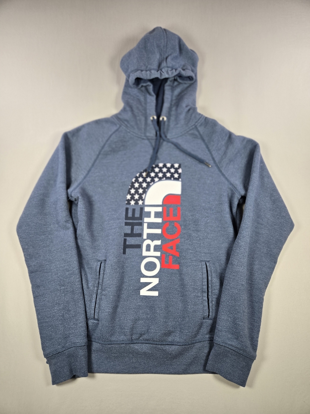 The North Face USA Americana Flag Logo Pullover Hoodie Blue Women's Medium